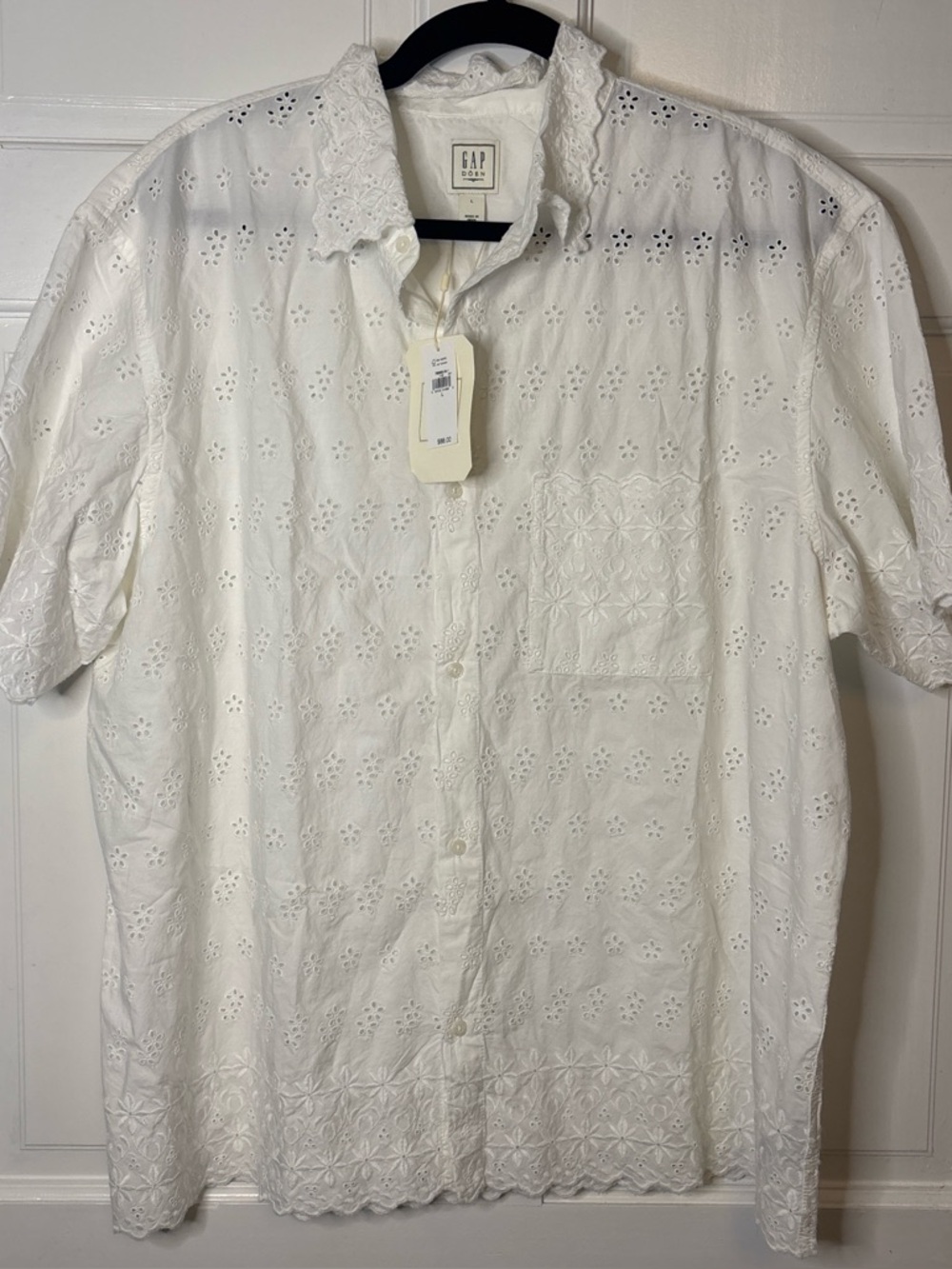 GAP DOEN White Eyelet Cotton Button-Down Shirt